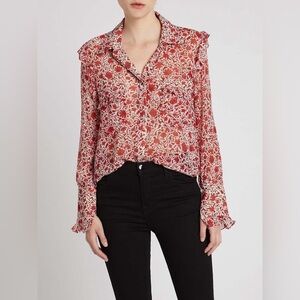 Misa Los Angeles Anita Long Sleeve Button Down Shirt - Semi Sheer- size Medium